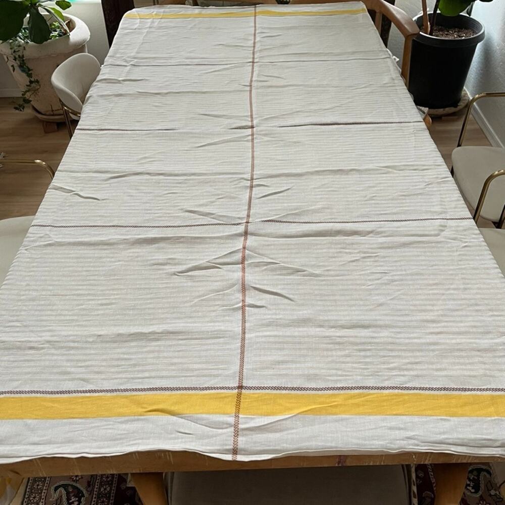 Thomas O'Brien Vintage Modern Striped Linen Blend Tablecloth 73” x 84”